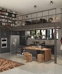 30 Inspirations A Copier Pour Une Cuisine Au Style Industriel Cuisine Noire Et Bois Design Industriel Cuisine Cuisines Design