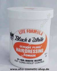 It's pliability offers a versatility but firmness in hold that competitive brands fail to match. Black White Lite Hair Dressing Pomade Afro Cosmetic Shop