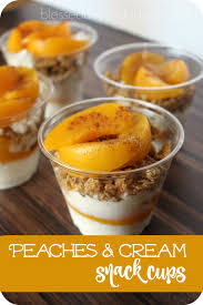 Easy Peaches And Cream Snack Cups Blessed Beyond A Doubt Snacks Cottage Cheese Snack Parfait Recipes