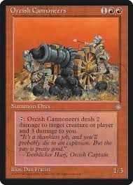 Scatter shot attack multiple enemies at once by firing a multitude of small bombs. Orcish Cannoneers Ice Age Ice 205 Scryfall Magic The Gathering Search