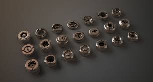 3d Futuristic Bolts Nuts Model Futuristic Bolt Model