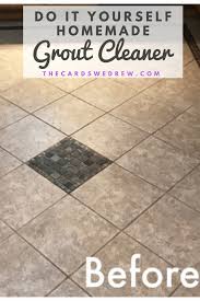 Mix equal parts hydrogen peroxide and water in a spray bottle for easier application on the grout. Diy Tile Grout Cleaner The Cards We Drew