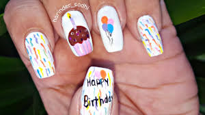 Hey everyone there are two more nail designs for my birthday series. Cute Birthday Nail Art Step By Step Tutorial Of How To Draw Cupcake Candle Ballons Youtube