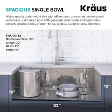 Most kitchen sinks can fit an average cabinet depth of 24 inches, but each kitchen sink has a minimum cabinet size requirement for proper fit. Kraus Kore Workstation 32 Undermount 16 Gauge Kitchen Sink Directsinks