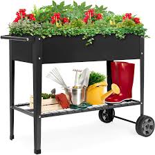 Free shipping on qualified orders. Amazon Com Best Choice Products Elevated Mobile Raised Ergonomic Metal Planter Garden Bed For Backyard Patio W Wheels Lower Shelf 38x16x32in Dark Gray Garden Outdoor