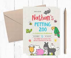 Typically the animals that travel for birthdays with the exotic petting zoo are at least 5 different species like kangaroo, baby doll sheep or shetland sheep, mini cow or llama, patagonian cavy or tortoise, piglet, pygmy goats, and rabbits (weather permitting) with a total of 10 animals for a 10 x 10 or 20 animals for 20 x 20 Petting Zoo Birthday Invitation Petting Zoo Invitations Etsy Safari Birthday Party Zoo Birthday Petting Zoo Invitations