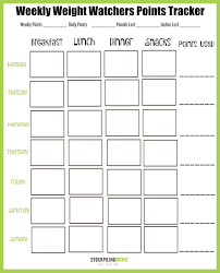 weight watchers weekly points tracker free printable