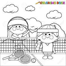 14 de abril de 2020. Jugadores De Tenis De Los Ninos Pagina Para Colorear Ilustraciones Vectoriales Clip Art Vectorizado Libre De Derechos Image 69679092