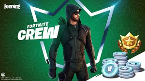 The first fortnite crew pack will include the galaxia outfit and style, as well as the cosmic llamacorn pickaxe and fractured world back bling. Fortnite Crew Green Arrow Revealed For January Crew Pack