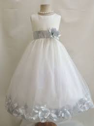 Flower Girl Dress Rose Petal Ivory Silver Easter Wedding Communion Flower Girl Dresses Ivory Flower Girl Dresses Girls Dresses