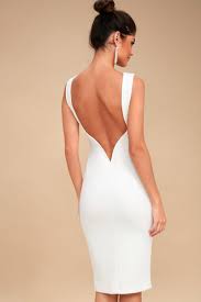 So Stunning White Backless Midi Dress In 2020 White Midi Dress Bodycon Backless Dress White Backless Dress
