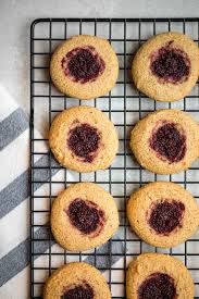 Sure, they have a few miniature chocolate chips thrown in, but they're more like buttery shortbread than chocolate chippers. Almond Flour Thumbprint Cookies Vegan Grain Free From My Bowl