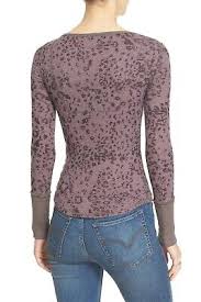 Free People Womens Purple Animal Print Long Sleeve Scoop Neck Top Size: Xs