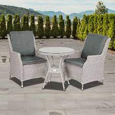 Oshion 3pc rattan furniture bistro set garden chair table patio outdoor wicker. Buy Ascot Rattan Round Garden Bistro Set Cushions Grey 2 Seats Online At Cherry Lane