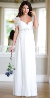 This Is A Maternity Gown But What I Really Like Are The Pretty Neckline And Those Un Pregnant Wedding Dress Wedding Dresses Simple Simple White Wedding Dress