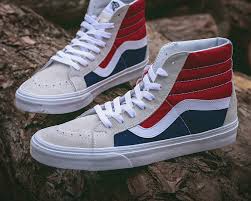 Vans Sk8 Hi Pepsi Colors Beige Skateboarding Vn0a2xsbqkn Suede Cool Vans Shoes Vans Shoes Fashion Custom Vans Shoes