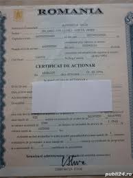 Certificat ce atesta calitatea de actionar al unei societati pe actiuni. Certificat De Actionar 1996