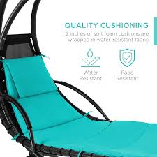 Bluu outdoor chaise lounge chair. Buy Best Choice Products Outdoor Hanging Curved Steel Chaise Lounge Chair Swing W Built In Pillow And Removable Canopy Teal Online In Indonesia B00s8ut6yk