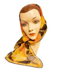 Vintage 1970s Vera Neumann Sheer Long Mod Scarf In Shades Of Orange Brown  And Yellow