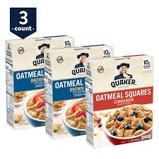 Quaker Oatmeal Squares Breakfast Cereal Variety Pack 3 Boxes 2 Brown Sugar 1 Cinnamon Walmart Com