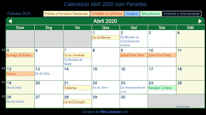 Veja como se preparar e garantir o faturamento nesses dias. Calendario Abril 2020 Com Feriados E Dias Festivos Brasil