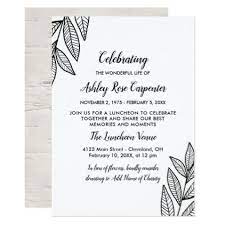 Celebration of life ideas like balloon, butterfly and dove releases help you create a memorable funeral or memorial service. Leaves Calligraphy Celebration Of Life Memorial Invitation Zazzle Com Celebration Of Life Memorial Cards Memories