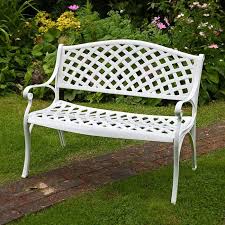 Weisse Aluminium Metall Gartenbank Jasmine Garden Bench Metal Garden Benches Lattice Garden