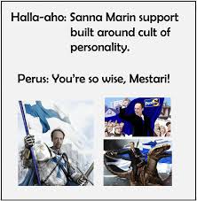 Il est connu pour sa critique de la politique d'immigration et le multiculturalisme de la finlande. Halla Aho Been Whining About Sanna Marin Personality Cult Finland