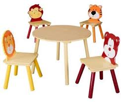Senda Kids Wooden Animals Table And Chairs Set 5 Piece Walmart Com Wooden Animals Kids Table And Chairs Character Chairs