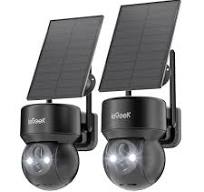 PTZ Outdoor Solar Security Camera, 2 Pack, Spotlight & Siren, 360° View,  2K/3MP Color Night Vision, WiFi Outdoor Camera for Home Security, PIR  Motion ...