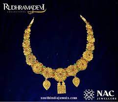 The long haram and the necklace that i got from nac blended perfectly with my looks. Gold Necklace From Rudramadevi Collections South India Jewels
