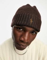 Merino Hat Ralph Lauren Merino Wool Beanie Polo Ralph Lauren Merino Wool  Beanie In Brown With