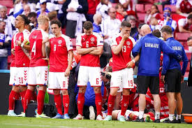 Denmark and finland players show support for eriksen (0:28) players from denmark and finland link arms on the field to show support for christian eriksen before resuming play. Qrm9lxfwt2 9om