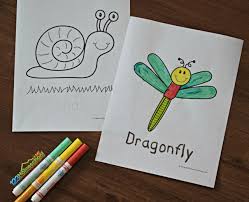 Drawing dragonfly in the sunflowers. Free Bug Coloring Pages