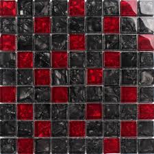 luxury black red glass mosaic tile