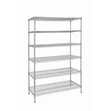 Hdx Chrome 6 Tier Metal Wire Shelving Unit 48 In W X 72 In H X 24 In D Hd32448rcps The Home Depot Wire Shelving Units Commercial Shelving Shelving Unit