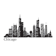 Black And White Cityscape Wall Art Brewster Wall Chicago Cityscape Wall Art Kit Wall Decal Chicago Cityscape Chicago Skyline Art Chicago Skyline Tattoo