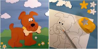 Diy string art kit pferd und hund muster bastelset, fadenkunst fadenbilder. Hund Mit Knochen Buntpapierwelt De Blog Vorlage Mit Motivlocher Kreativ Blog