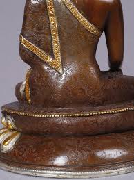 Lord Shakyamuni Buddha Idol | Copper with Gold and Silver Plated | Handmade Exquisite Art | Exotic India Art