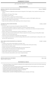 automotive applications engineer resume