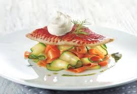 Filet De Rouget Tagliatelles De Carottes Et Courgettes Au Cumin Avec Un Pesto De Coriandre Recette Rouget Filets De Rouget Recettes De Cuisine