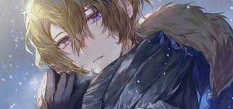 Purples eyes, a sign of the people who can transform into beasts. Hd Wallpaper Anime Original Blonde Boy Purple Eyes Wallpaper Flare