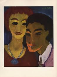 1959 Vintage EMIL NOLDE "BROTHER AND SISTER" COLOR offset Art Lithograph  Print