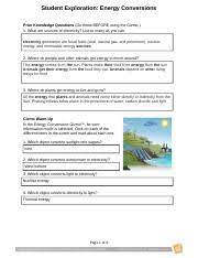 Chemical energy, electrical current, energy, fossil fuel, global warming, gravitational potential energy, hydroelectricity solar cell 4. Activity B Energy Conversions Get The Gizmo Ready Click Reset Check That Path Course Hero