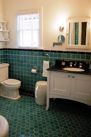 Another Retro Style Bathroom In Black White And Turquoise Tile On Walls And Floor Vintage Bathroom Floor Green Bathroom Turquoise Bathroom Tiles
