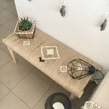 Magnifique Banc Deco Entierement Fait Mains Sauf Pieds Tisse A La Corde De Chanvre Corde De Coton Et Laine Pour Les Motifs La St Banc Tissu Diy Maison Diy