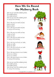 Here We Go Round The Mulberry Bush Song Sheet Sb11420 Sparklebox Nursery Rhymes Activities Nursery Rhymes Songs Nursery Rhymes Poems