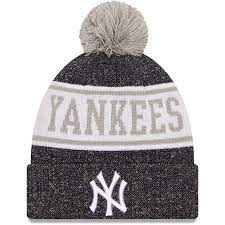 Men S New York Yankees New Era Navy Gray Banner Cuffed Knit Hat With Pom In 2020 Knitted Hats New York Yankees Yankees