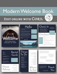Modern Welcome Book 6 Page Vacation Home Printable Etsy Airbnb House Vacation Books Beach Rentals