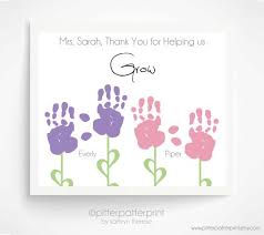 Teacher Gift For Nanny Daycare Babysitter Handprint Flower Etsy Personalized Mother S Day Gifts Personalized Fathers Day Gifts Babysitter Gifts